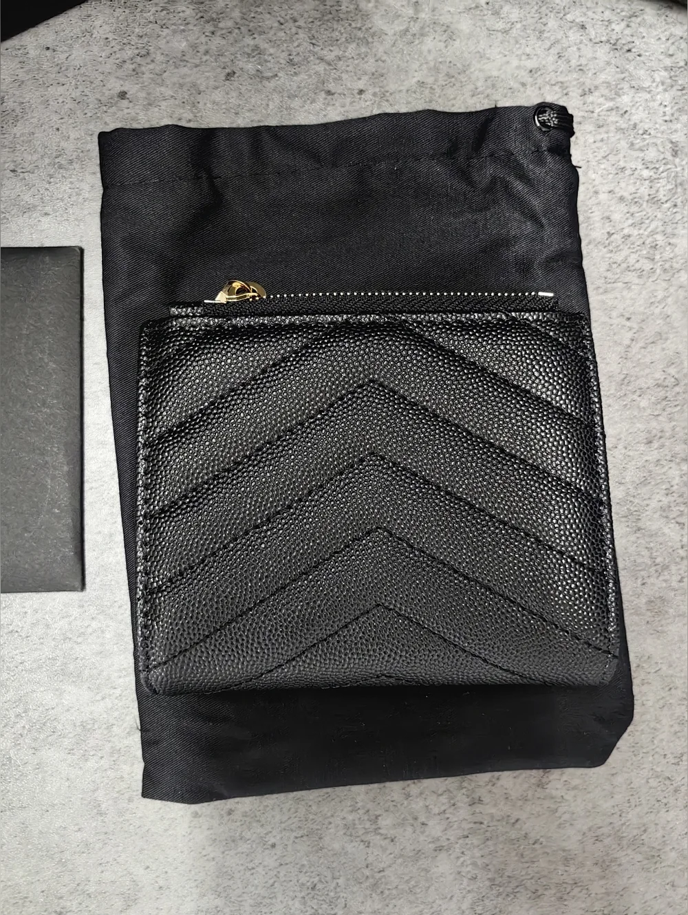 Saint Laurent Black Quilted YSL Logo Wallet with Gold Hardware